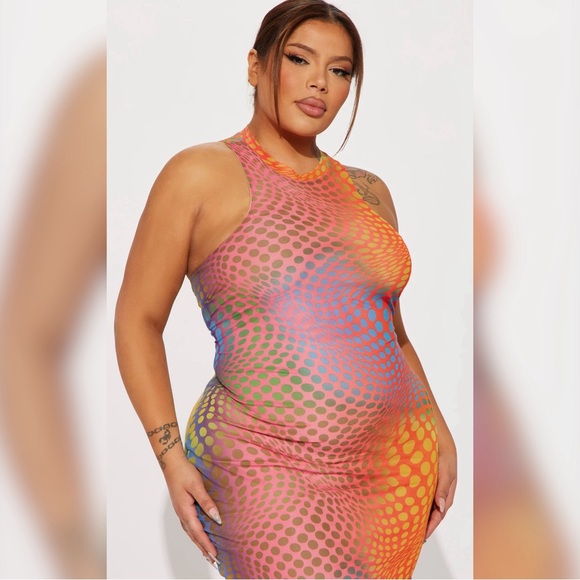 Fashion Nova Multi Color 🌈 Maxi Dress BNWT size 1X - Picture 2 of 6
